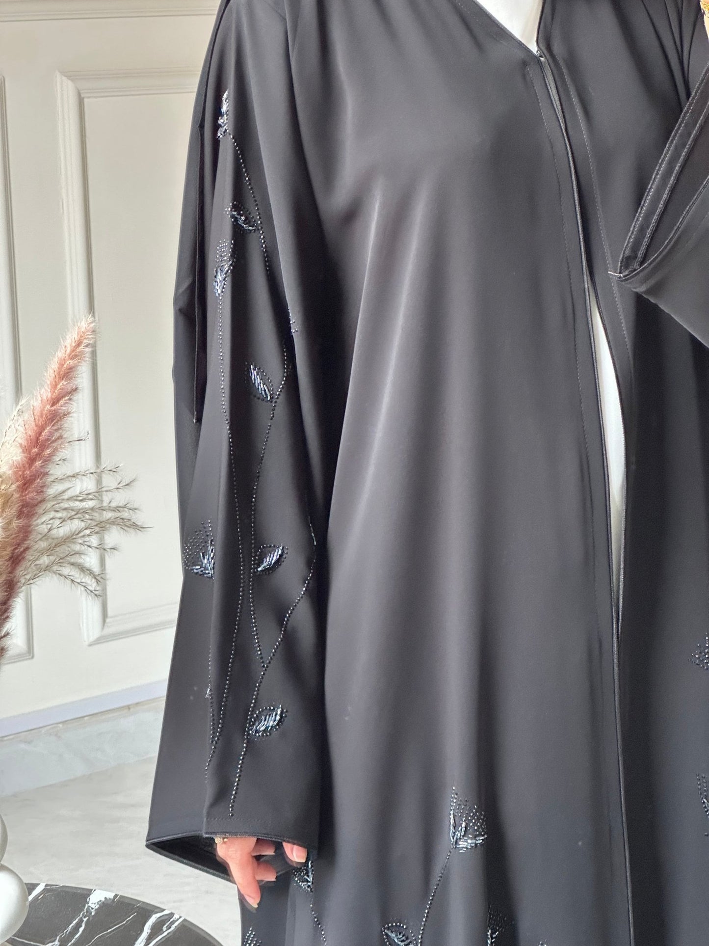 C 0735 Beaded Black Abaya