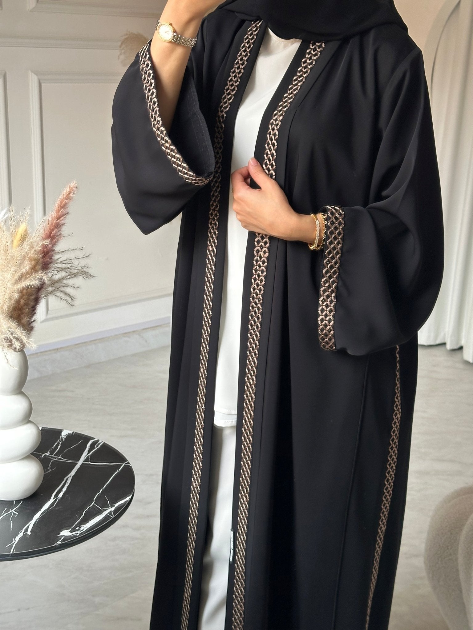 C 0736 Embroidered Black Abaya