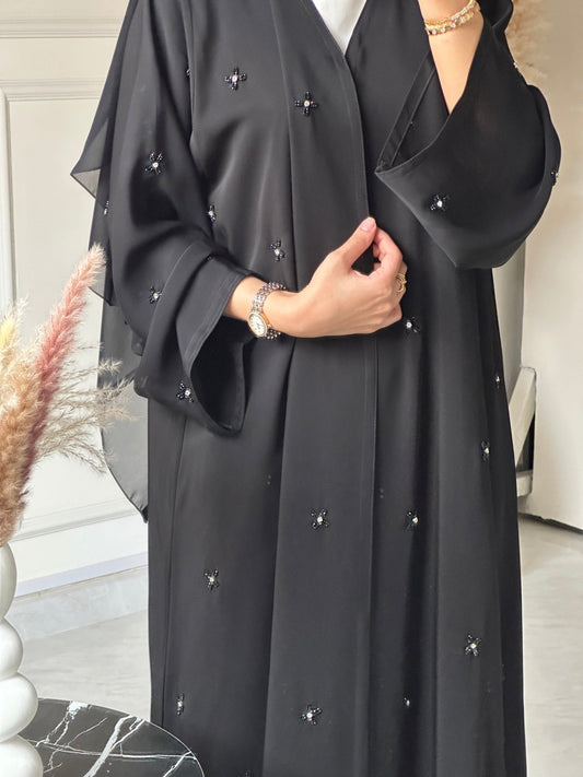 C 0737 Beaded Black Abaya