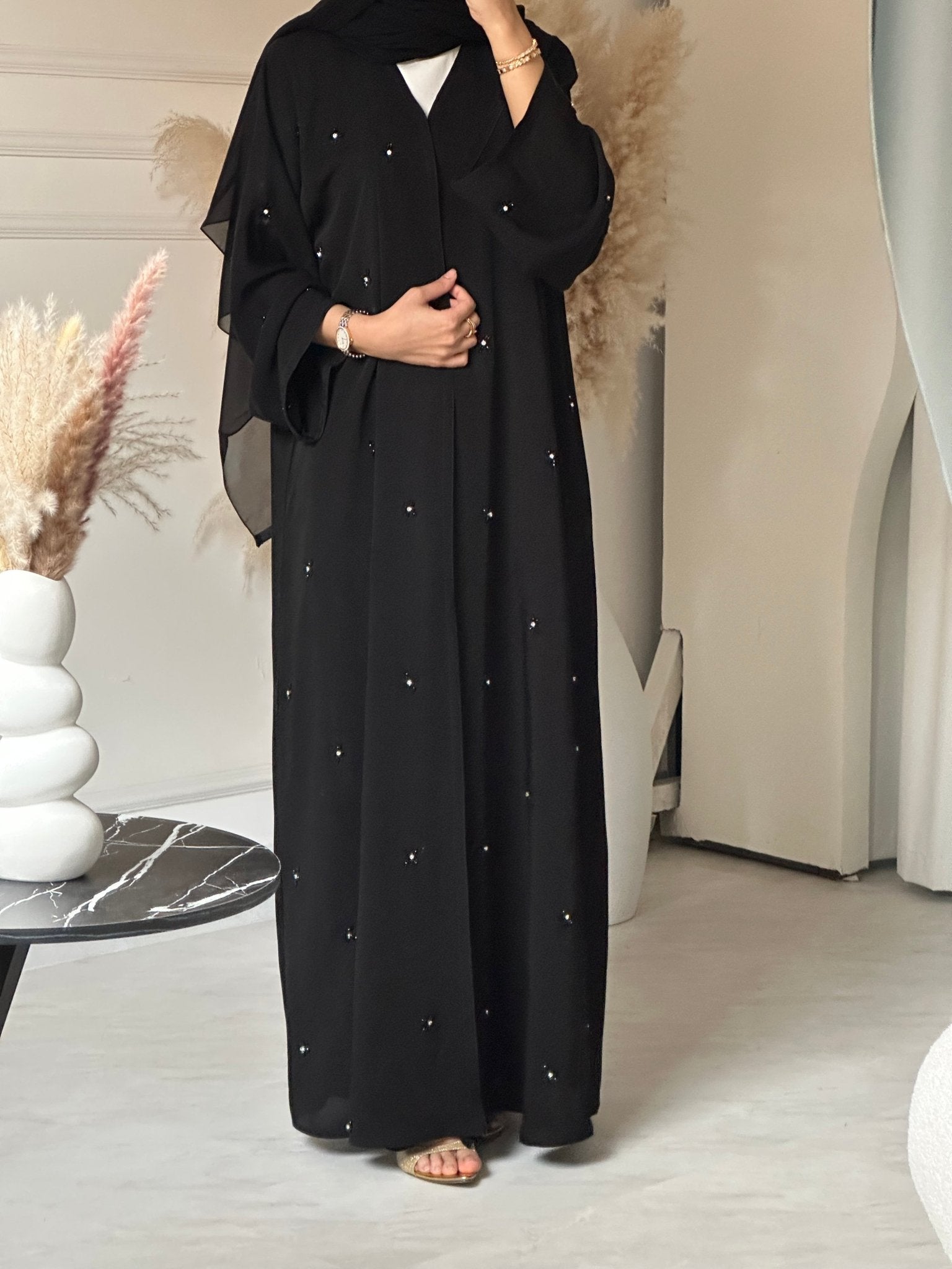 C 0737 Beaded Black Abaya