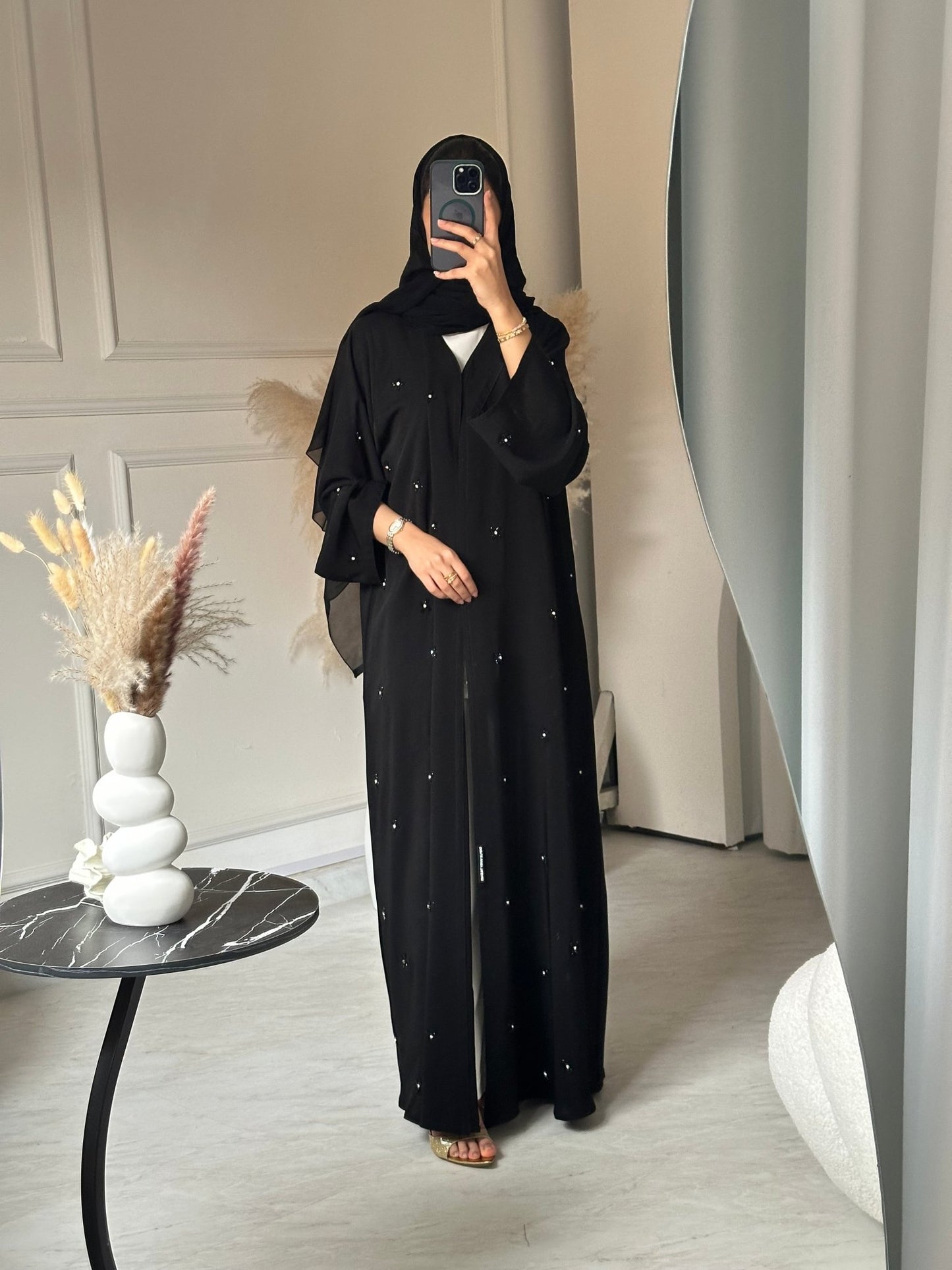 C 0737 Beaded Black Abaya