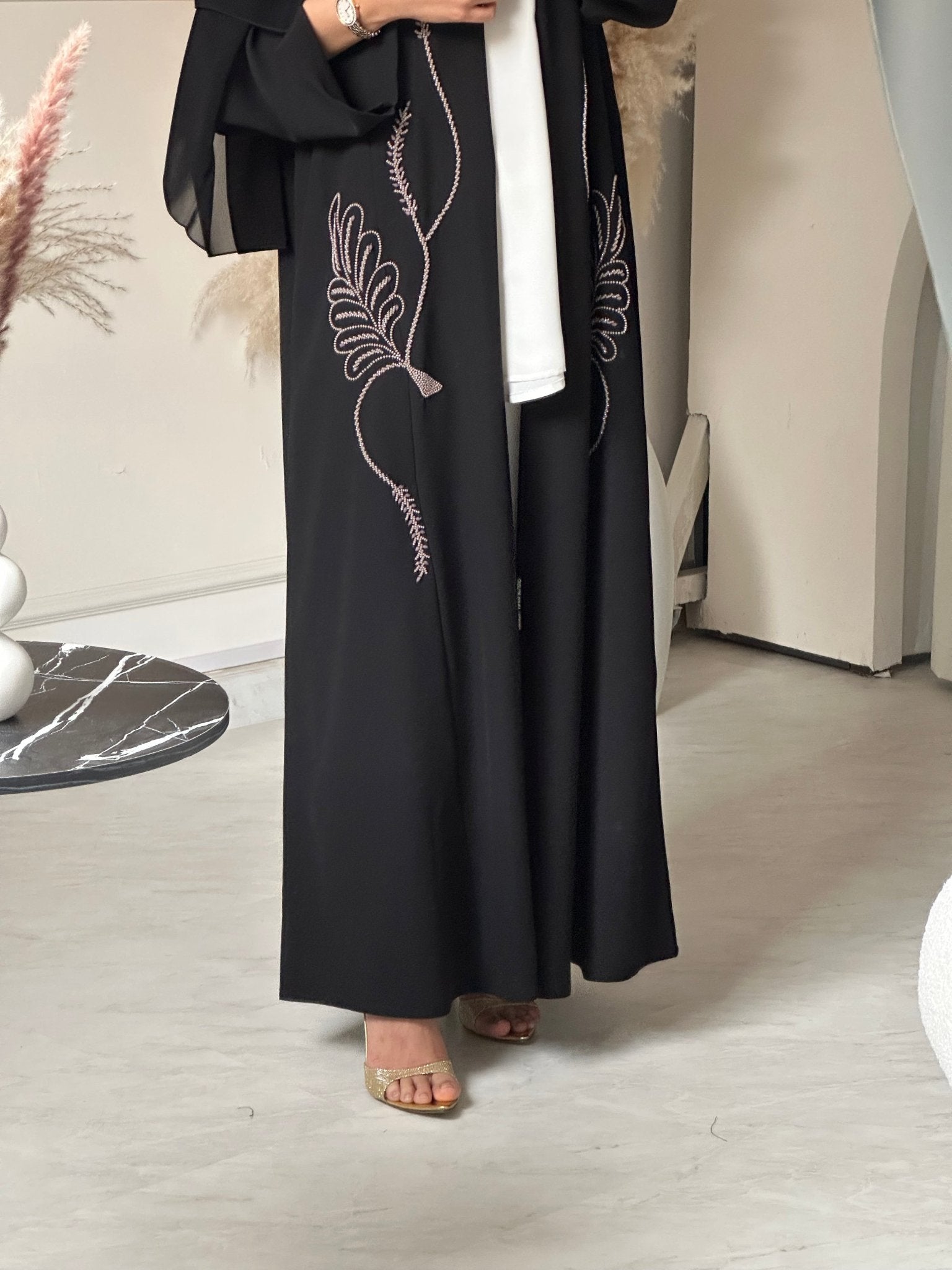 C 0738 Beaded Black Abaya