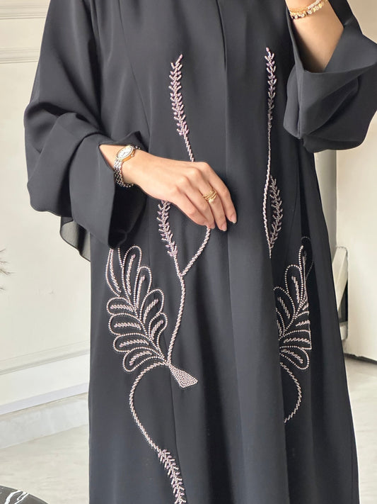 C 0738 Beaded Black Abaya