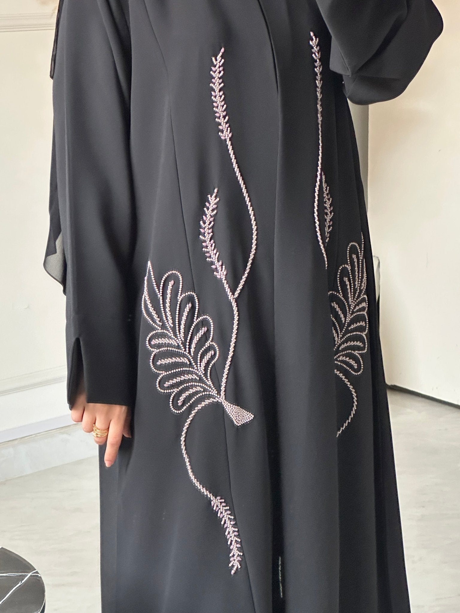 C 0738 Beaded Black Abaya