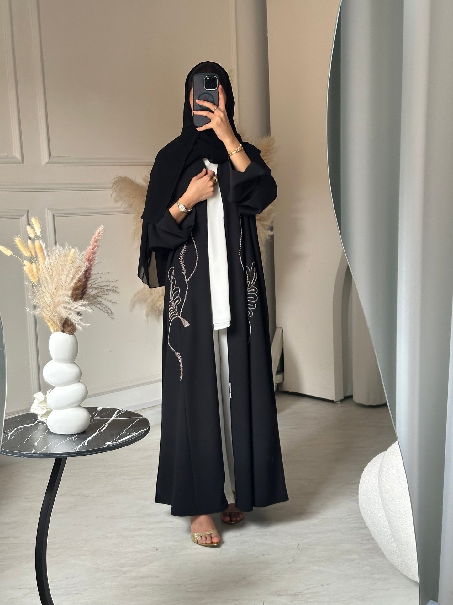 C 0738 Beaded Black Abaya