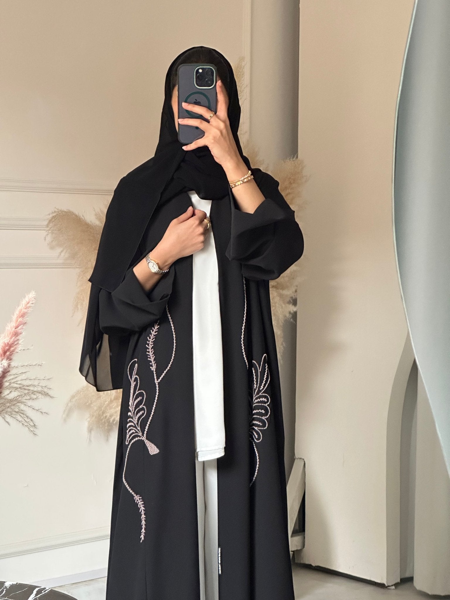 C 0738 Beaded Black Abaya