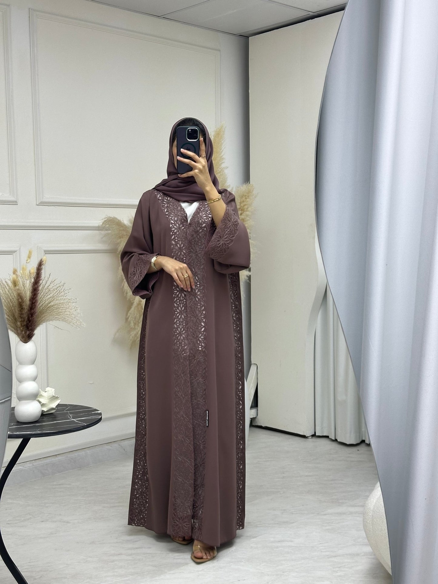 C 0742 Purple Floral Abaya