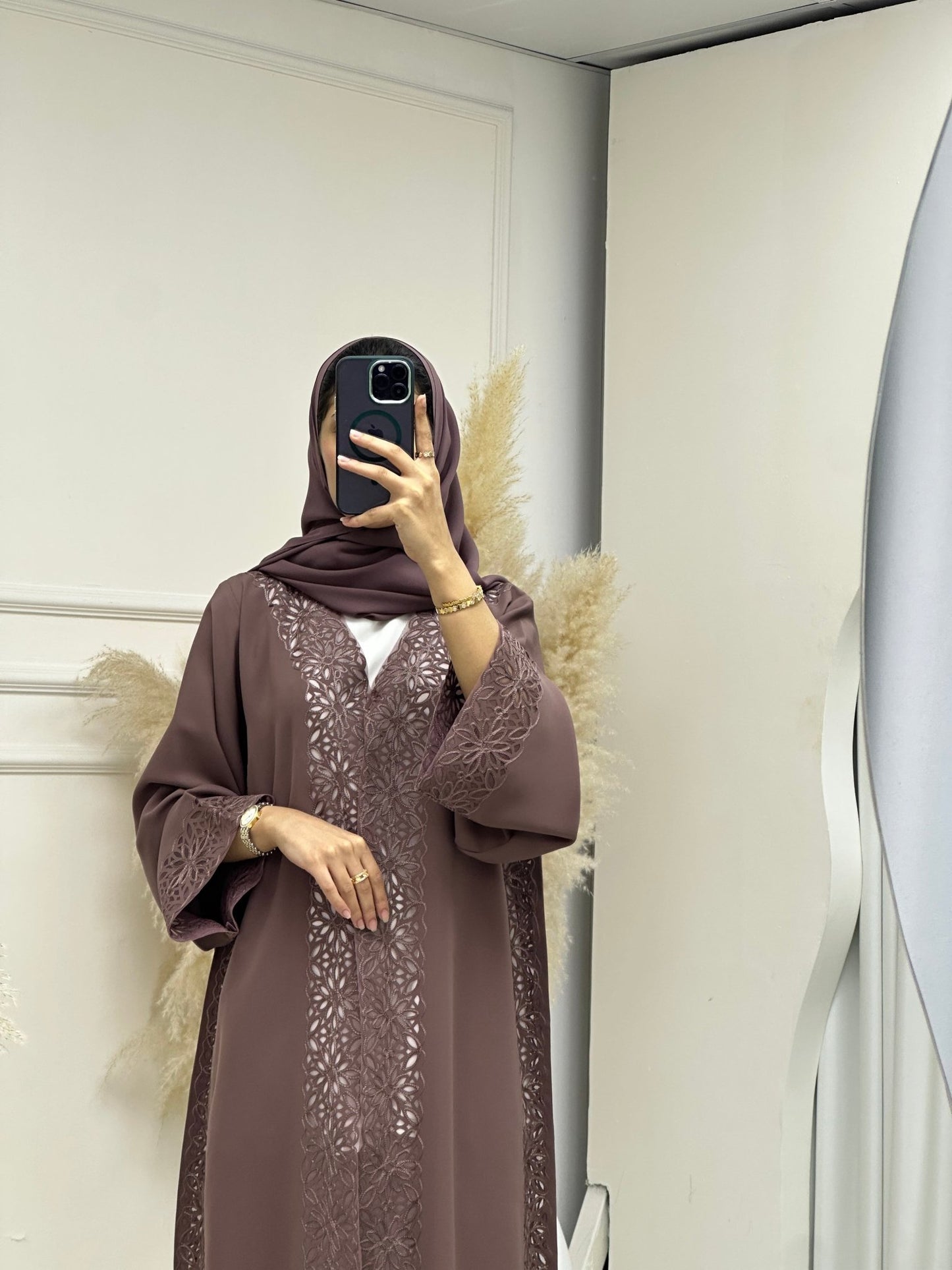 C 0742 Purple Floral Abaya