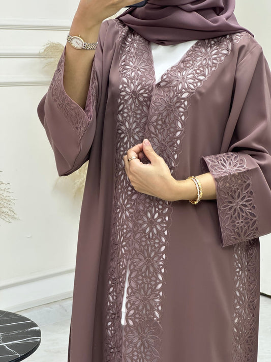 C 0742 Purple Floral Abaya