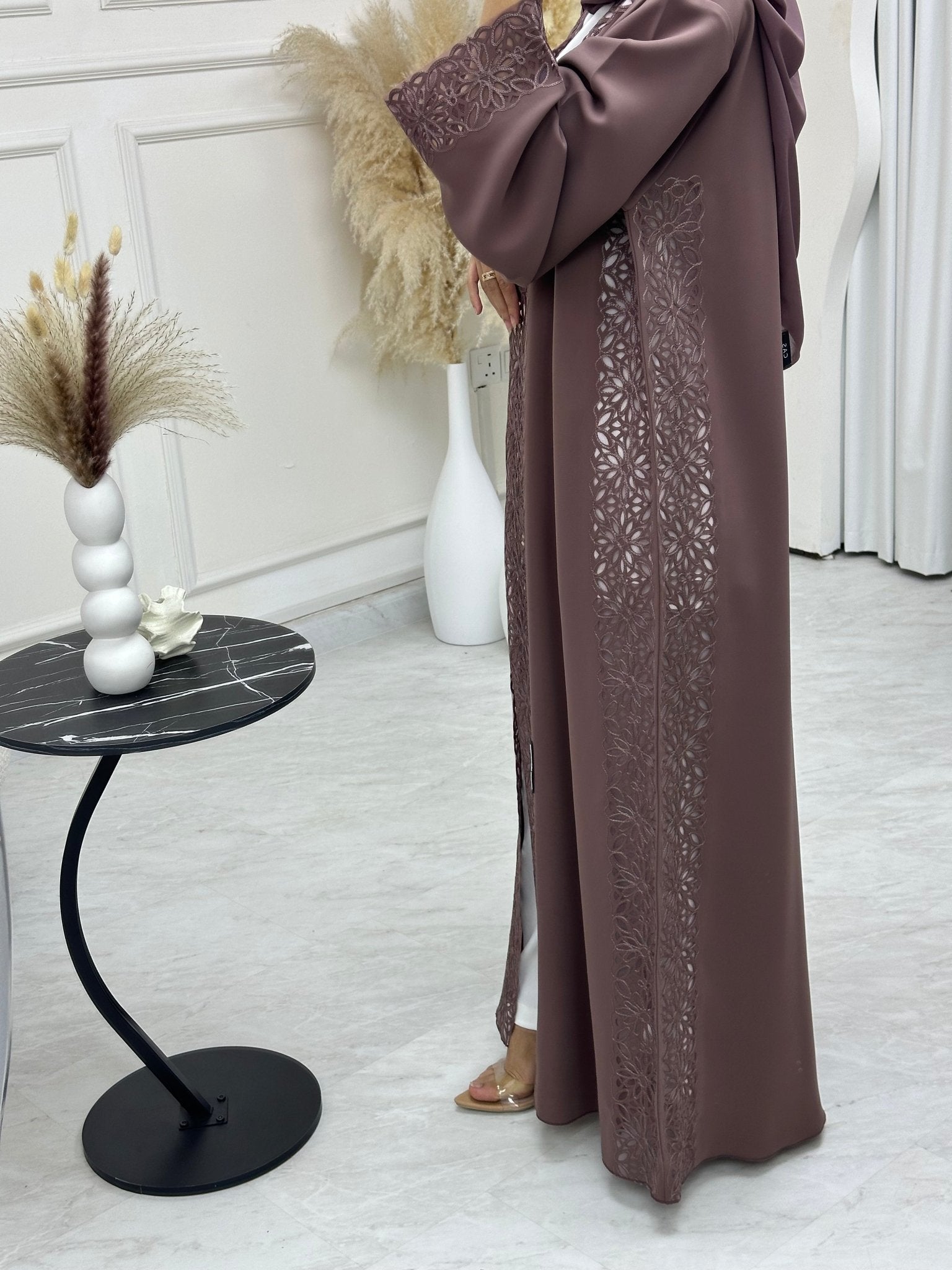 C 0742 Purple Floral Abaya