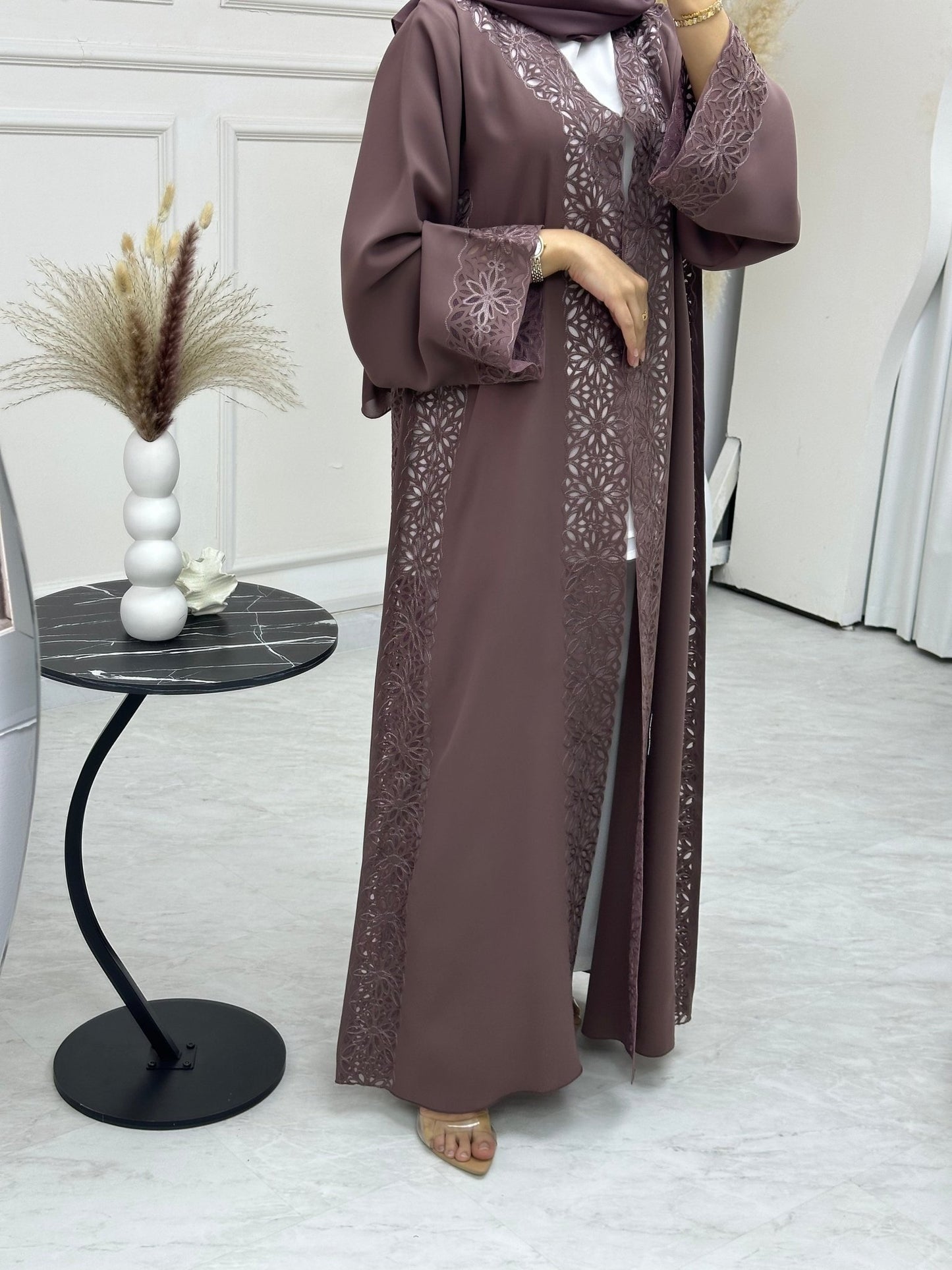 C 0742 Purple Floral Abaya