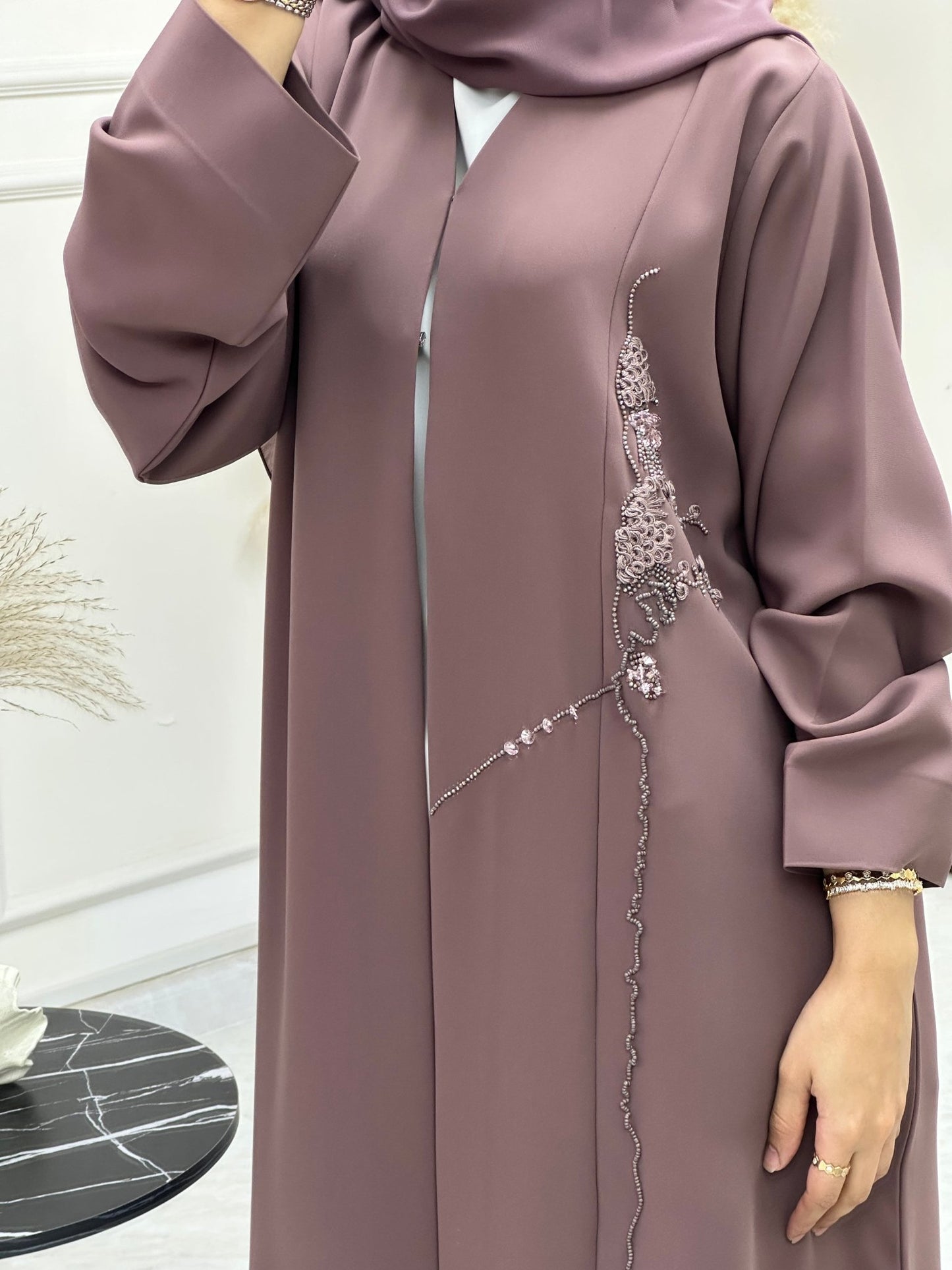 C 0744 Purple Beaded Abaya