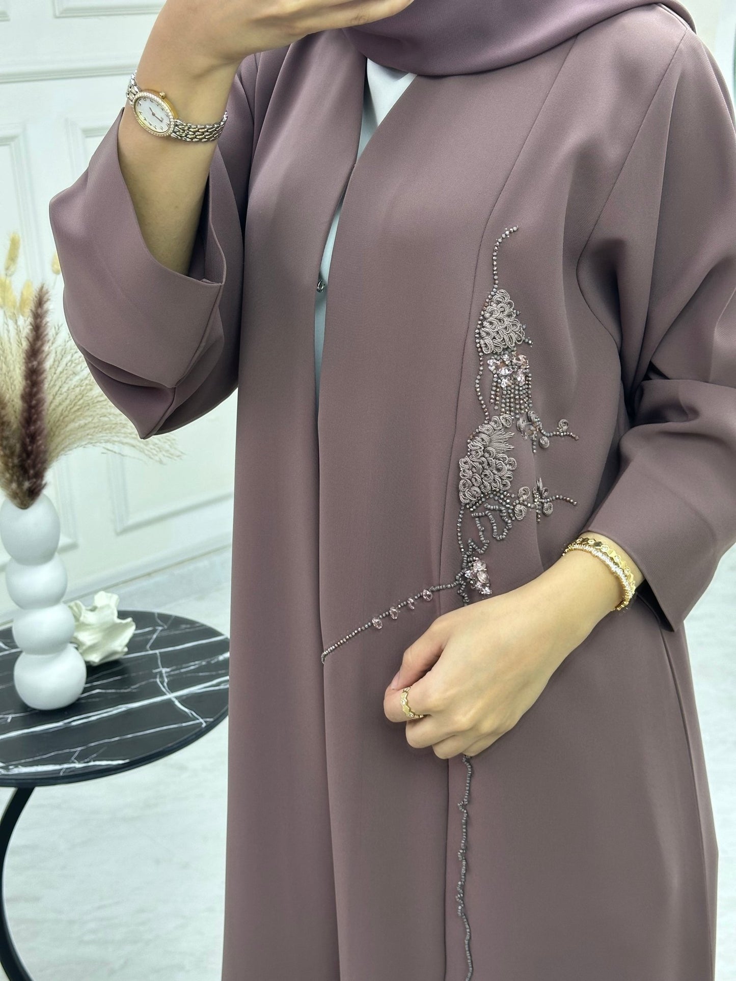 C 0744 Purple Beaded Abaya