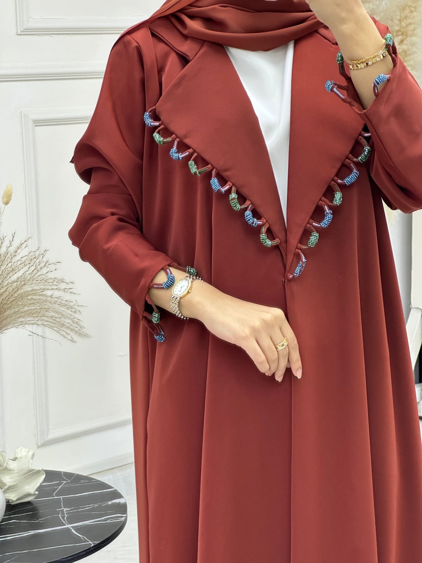 C 0745 Maroon Coat Abaya