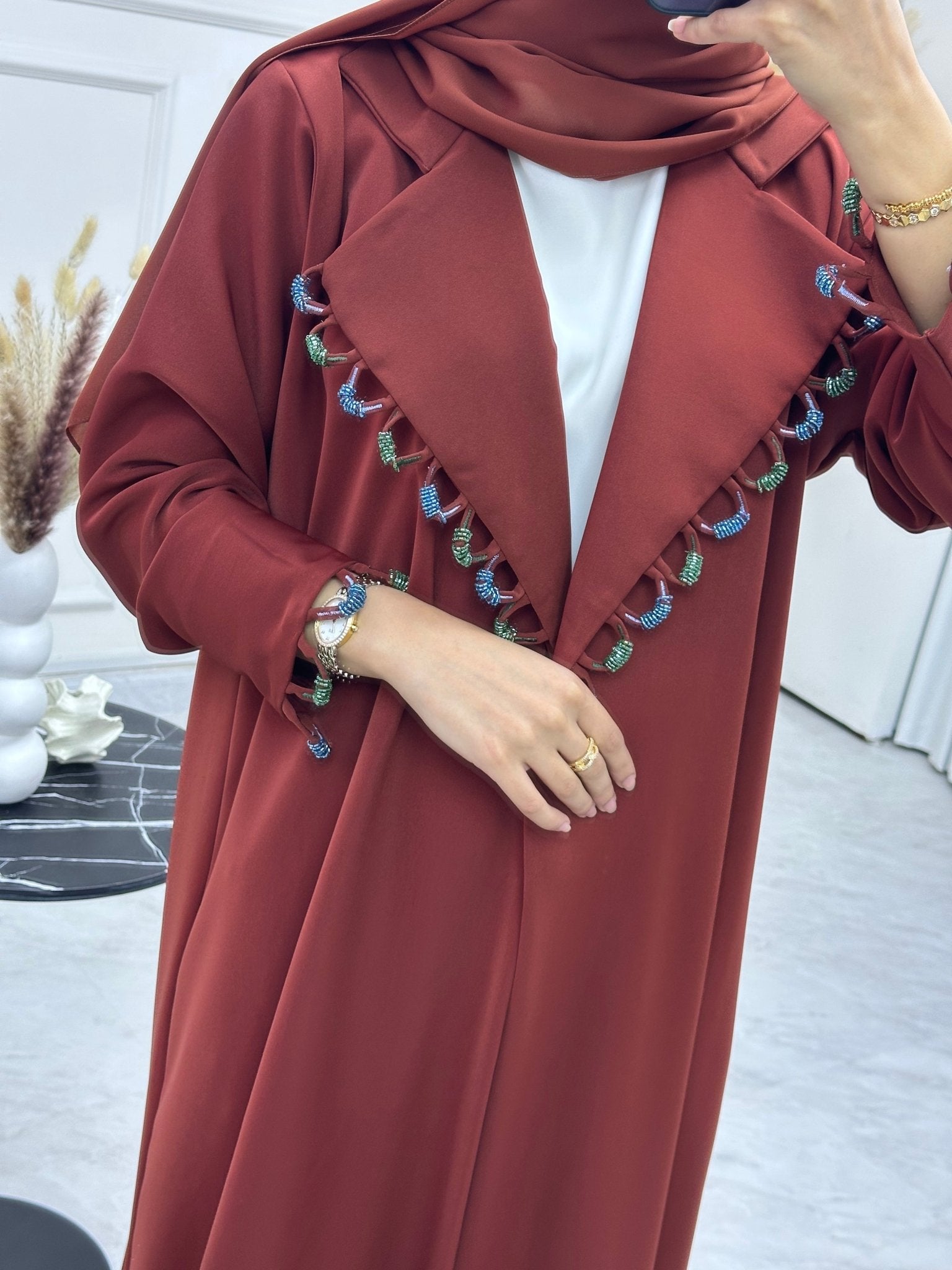 C 0745 Maroon Coat Abaya