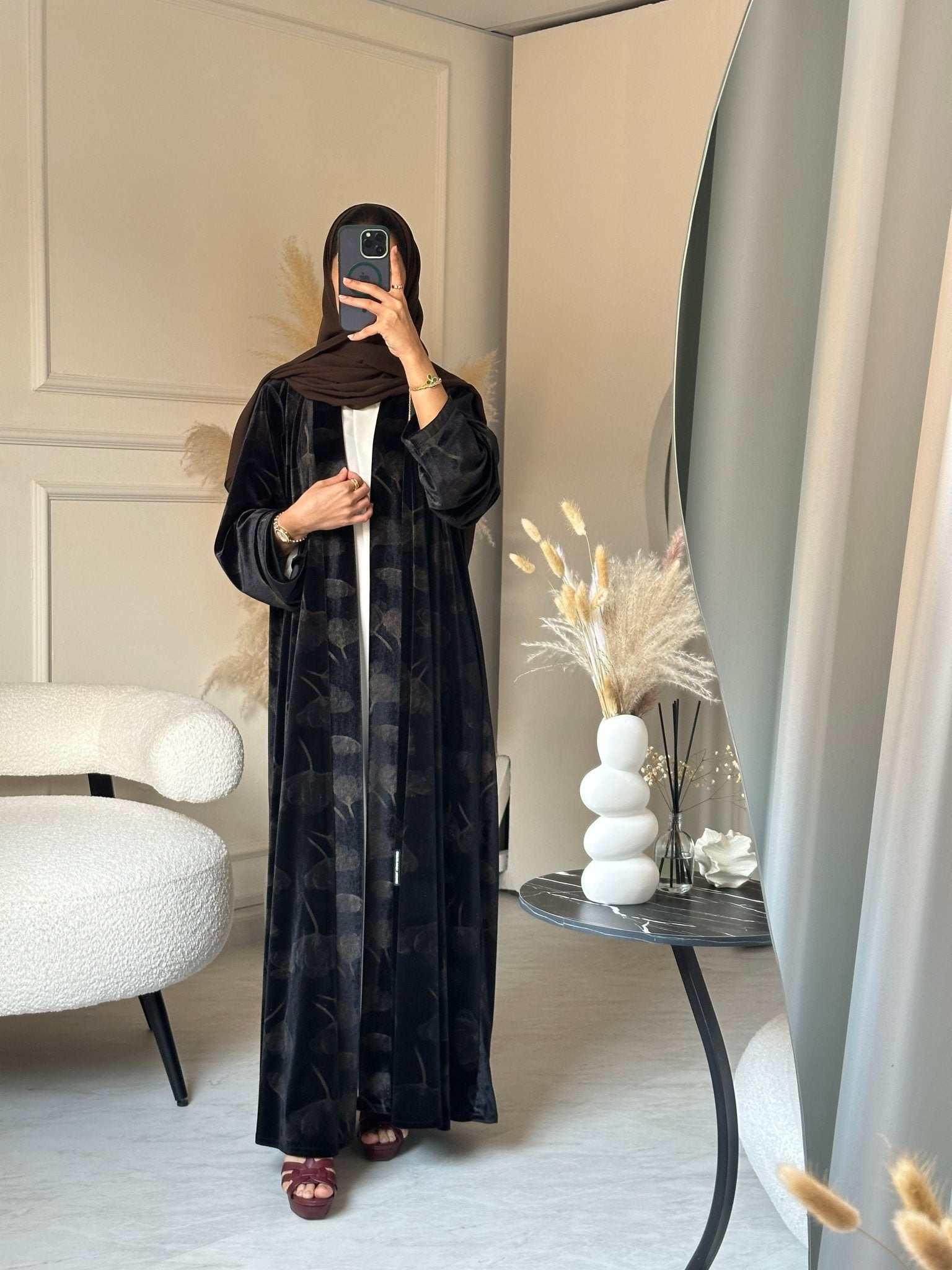 C 0750 - 01 Brown Floral Abaya