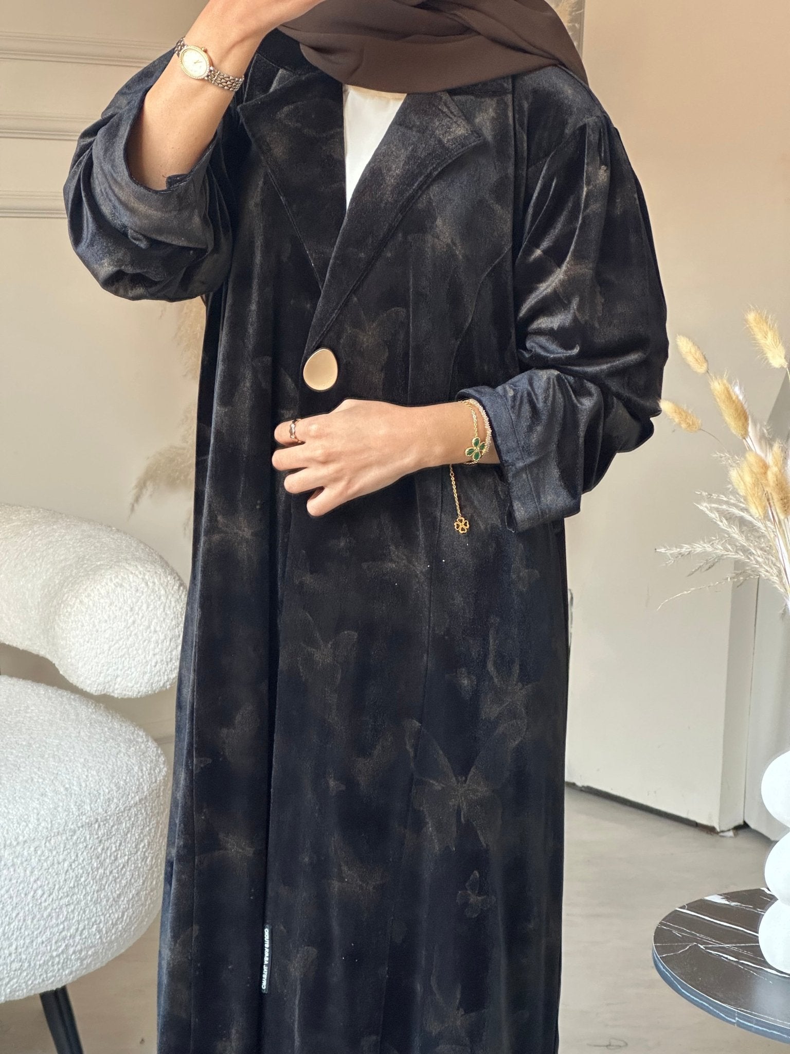 Morecas C 0751-01 Brown Butterfly Abaya – CAS Abaya