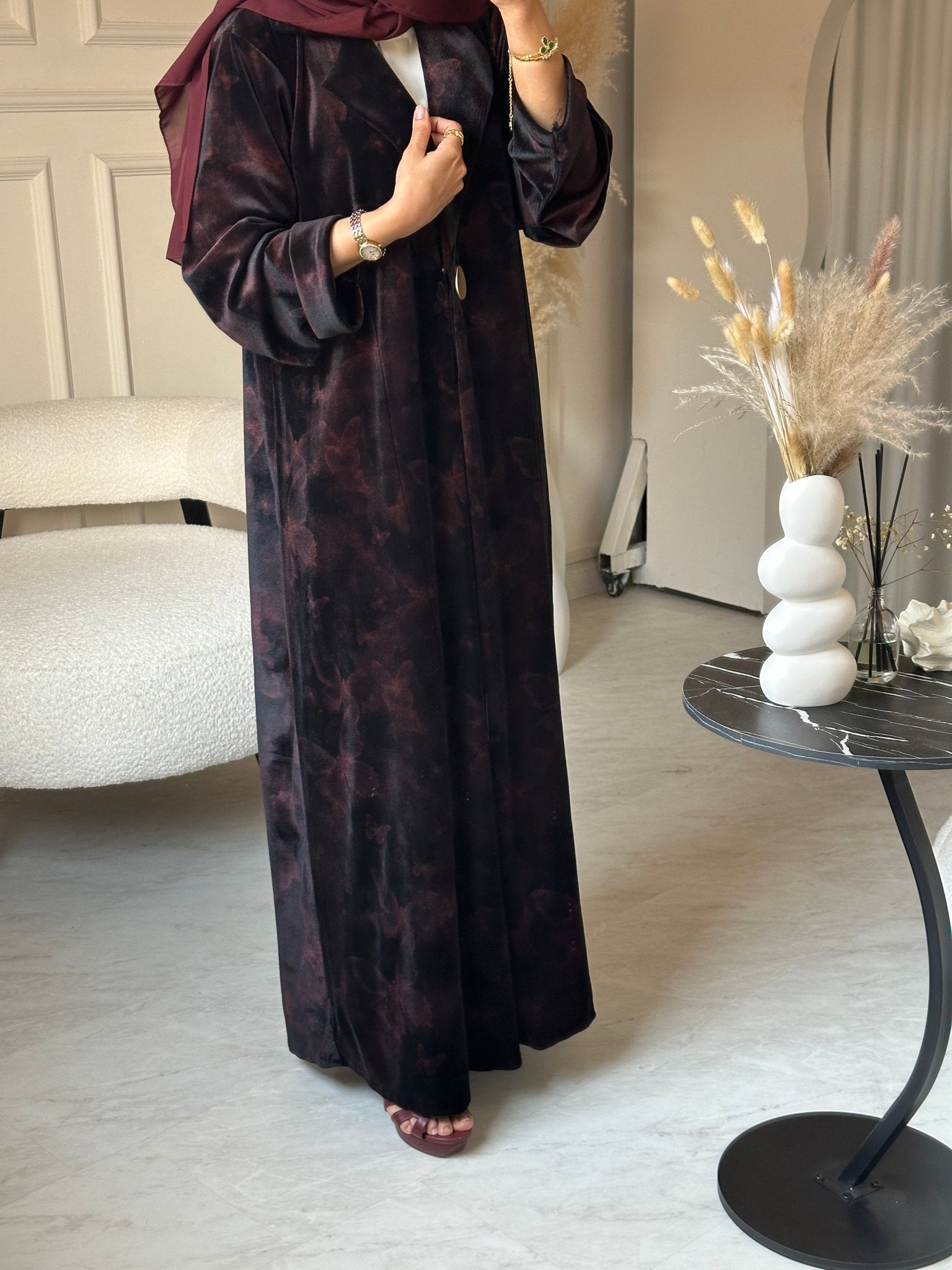 C 0751 - 02 Burgundy Butterfly Abaya