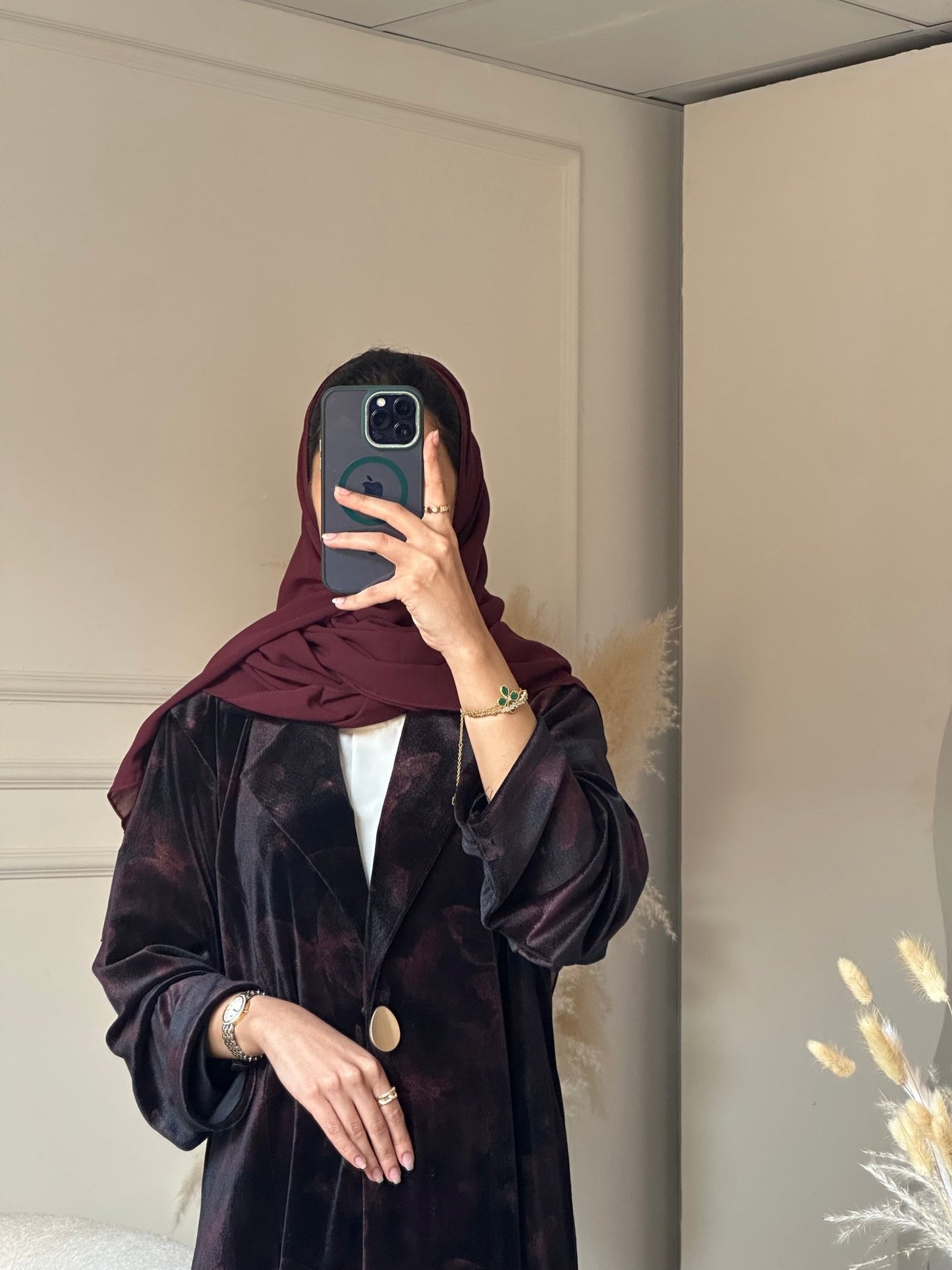 C 0751 - 02 Burgundy Butterfly Abaya