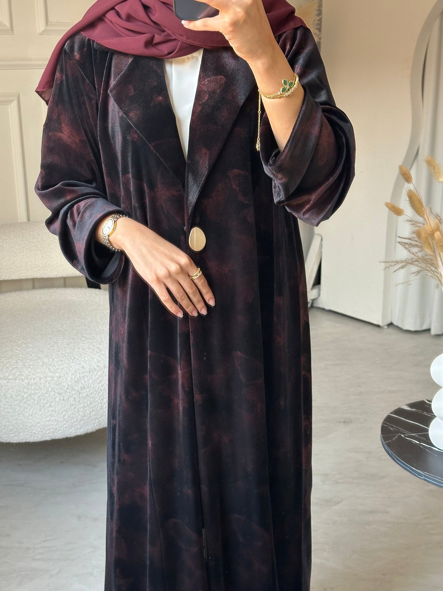 C 0751 - 02 Burgundy Butterfly Abaya