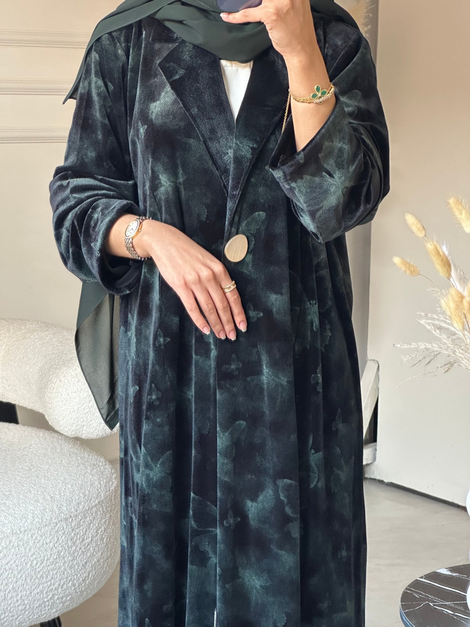 Morecas C 0751-03 Green Butterfly Abaya – CAS Abaya