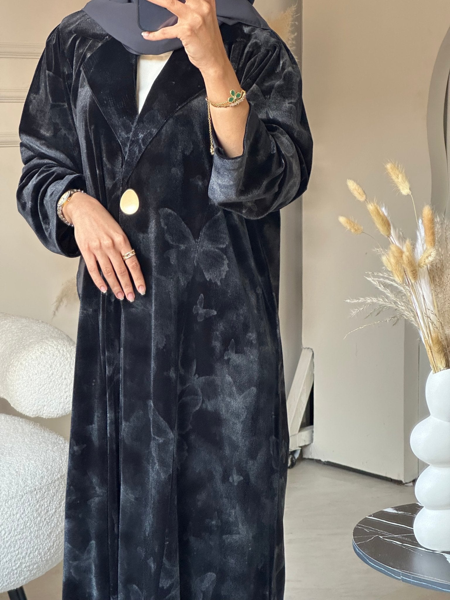 C 0751 - 04 Grey Butterfly Abaya