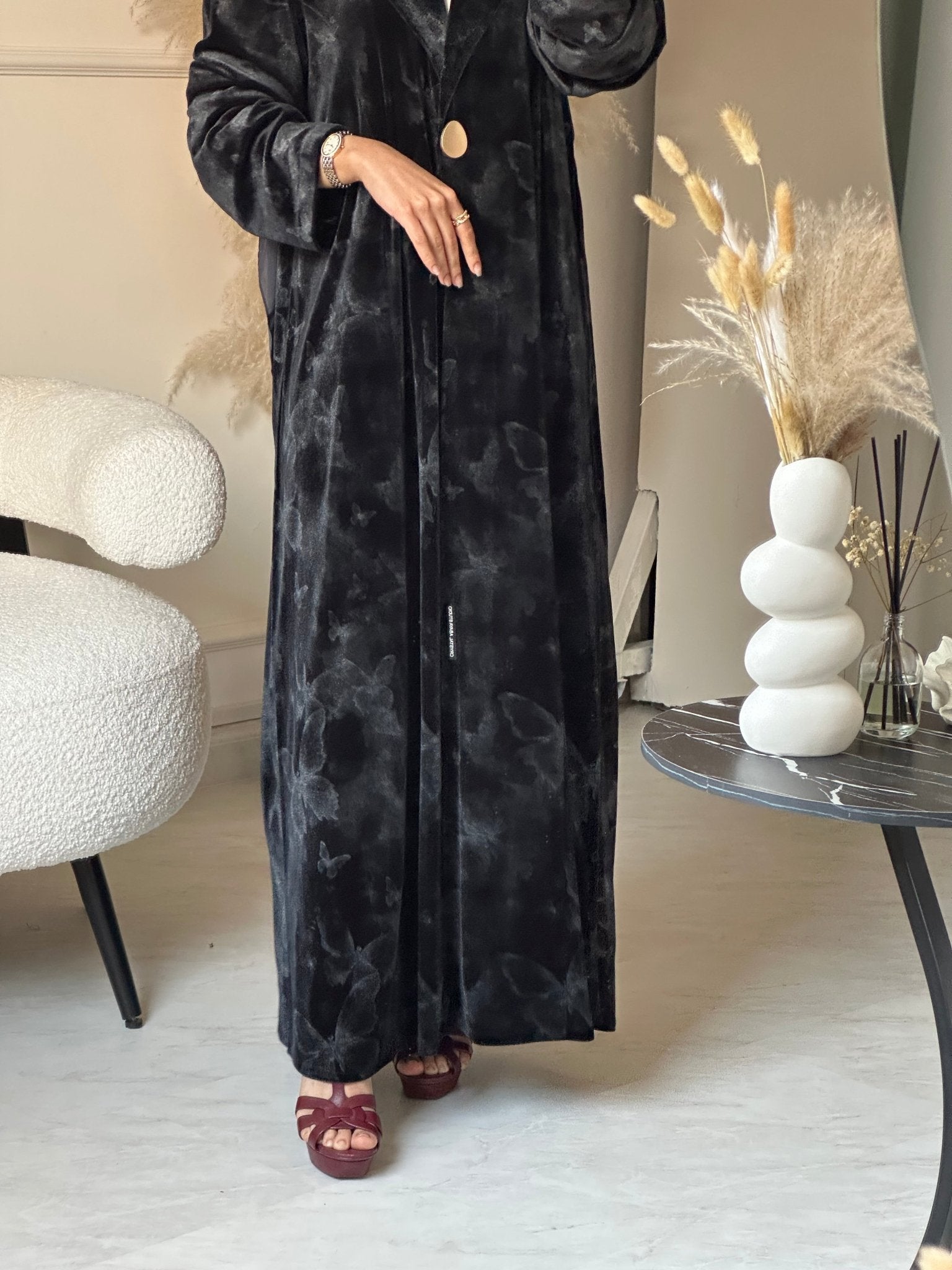 C 0751 - 04 Grey Butterfly Abaya