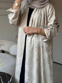 C 0754-01 Beige Printed Abaya - XS / 49