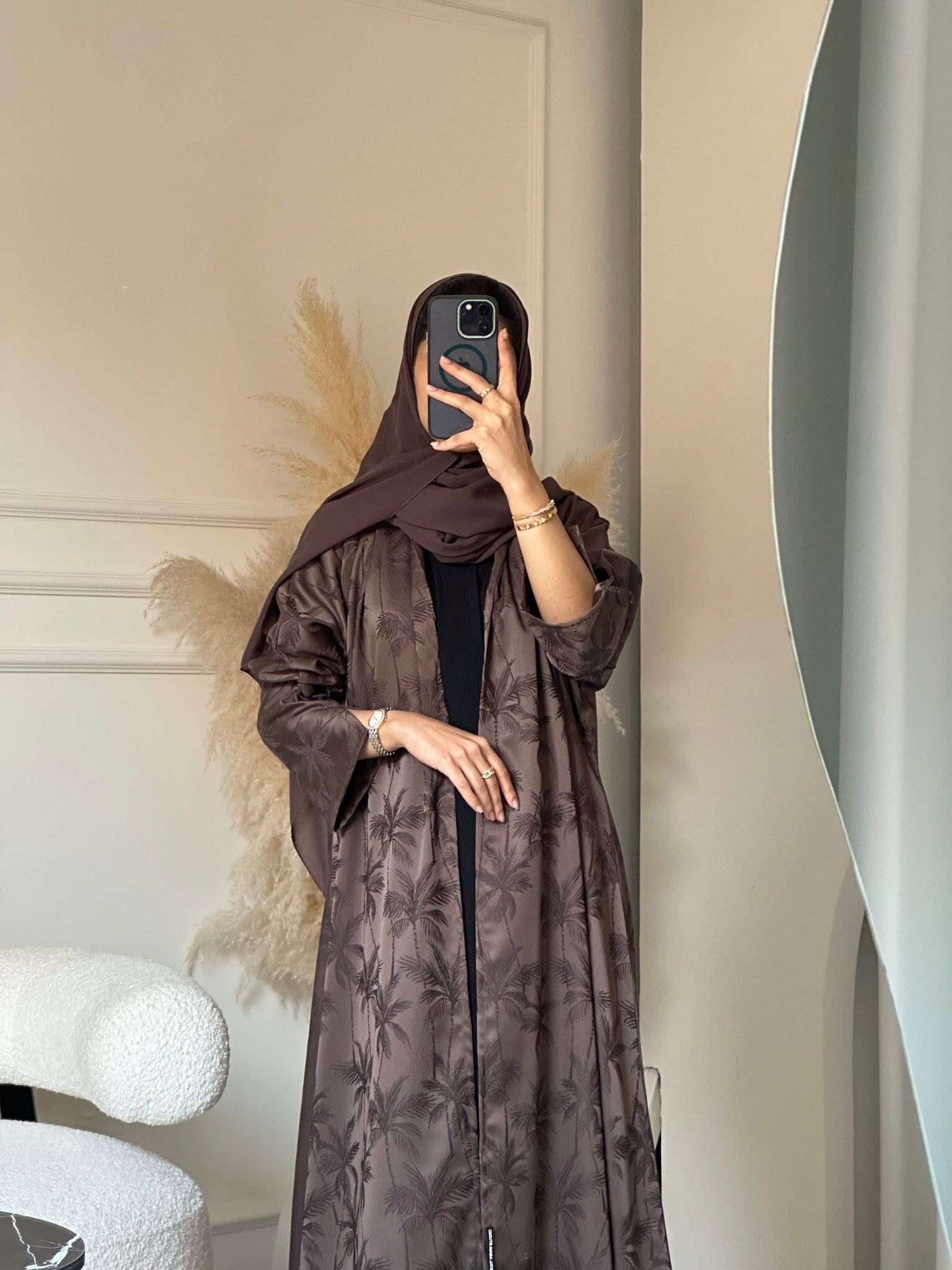 C 0754 - 02 Brown Printed Abaya