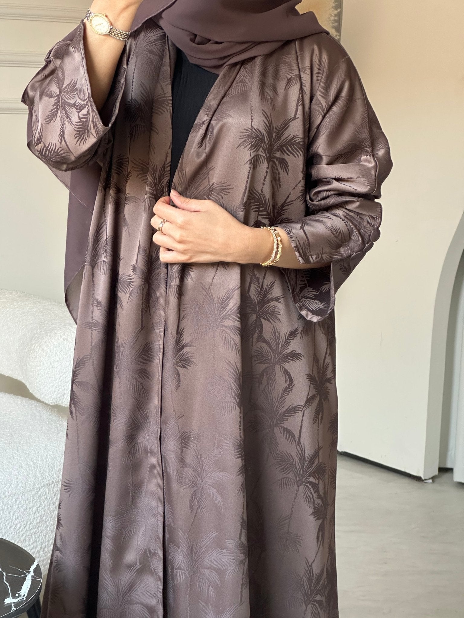 C 0754 - 02 Brown Printed Abaya