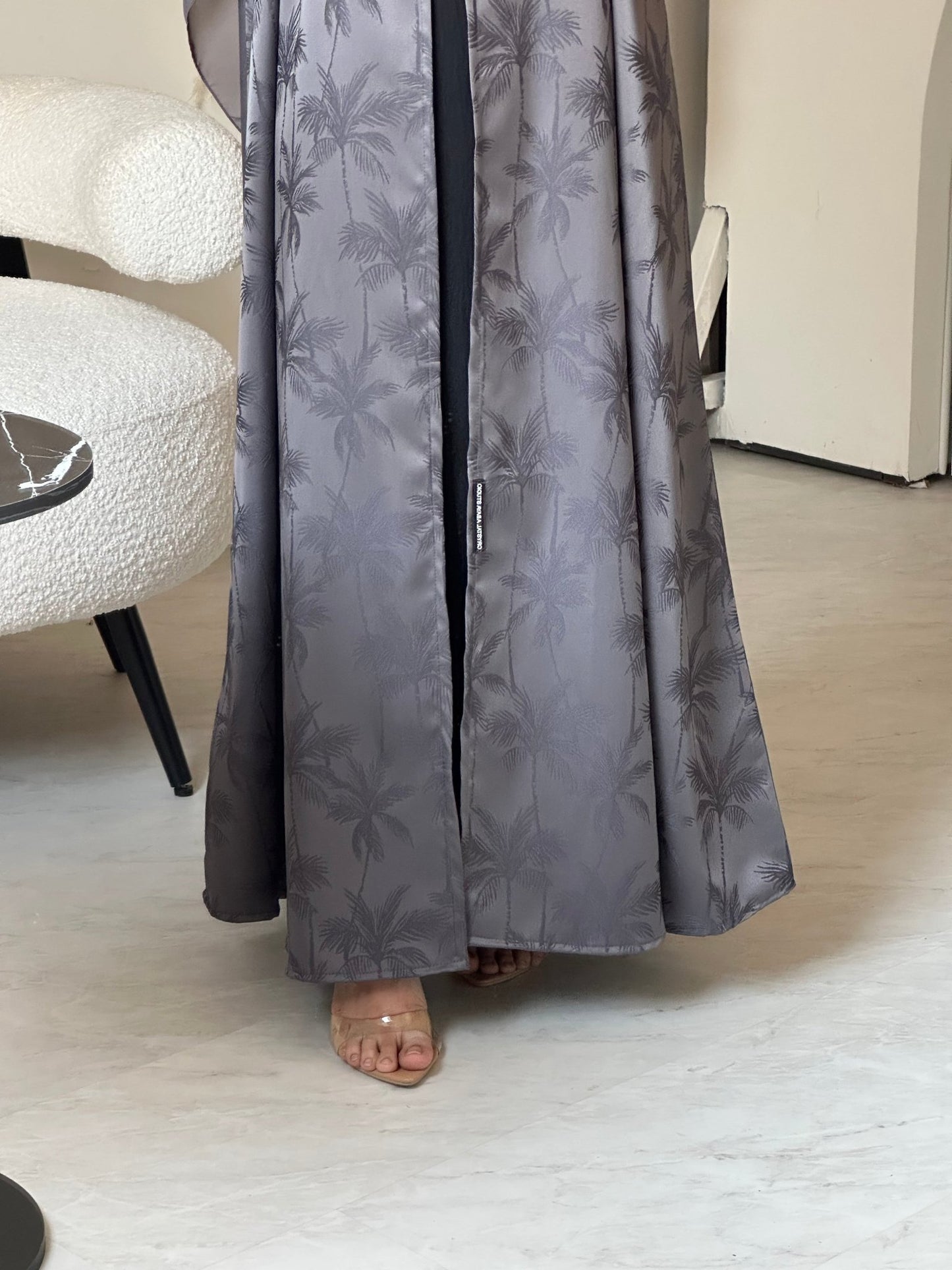 C 0754 - 03 Dark Grey Printed Abaya