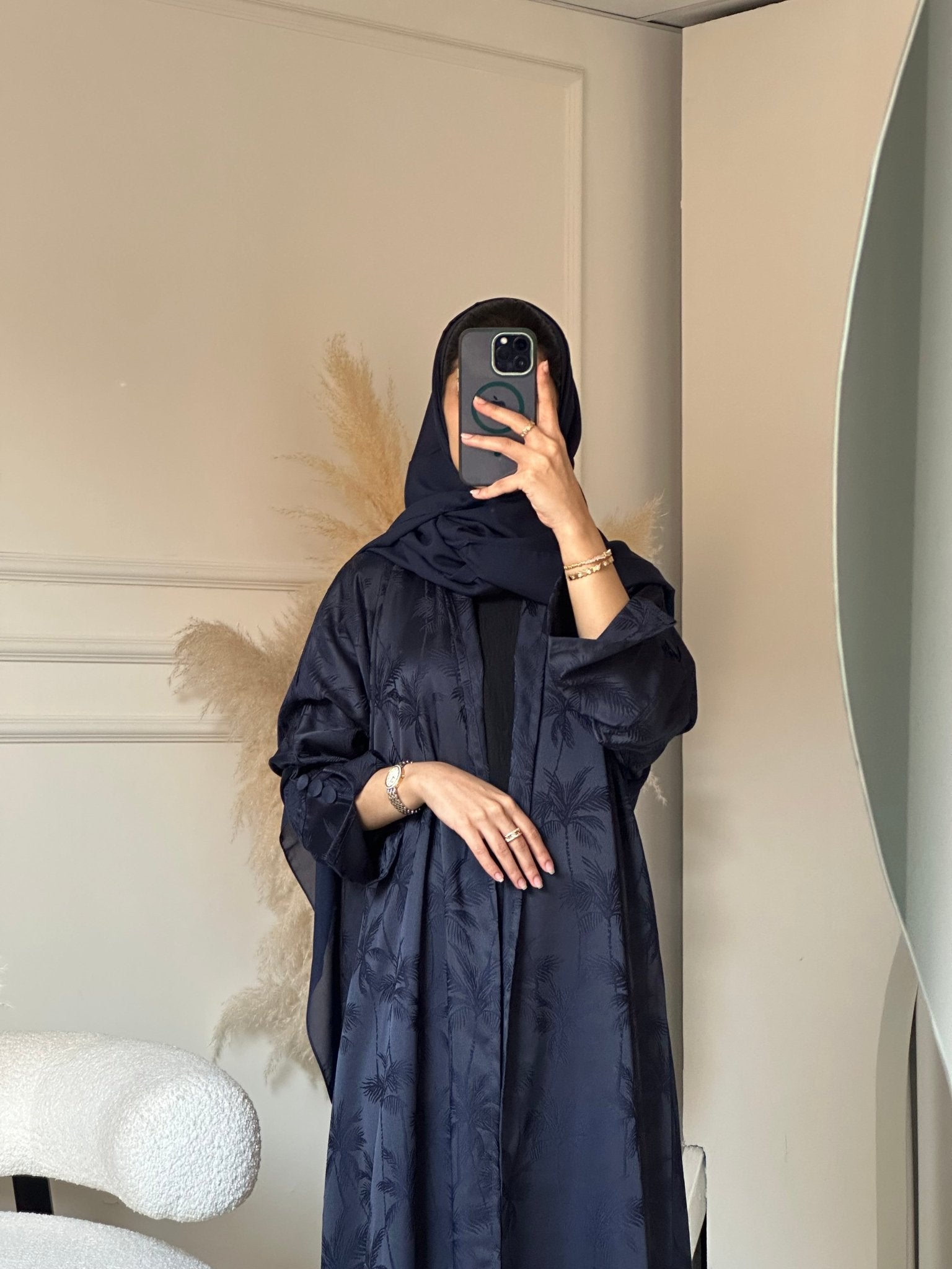 C 0754 - 04 Navy Blue Printed Abaya