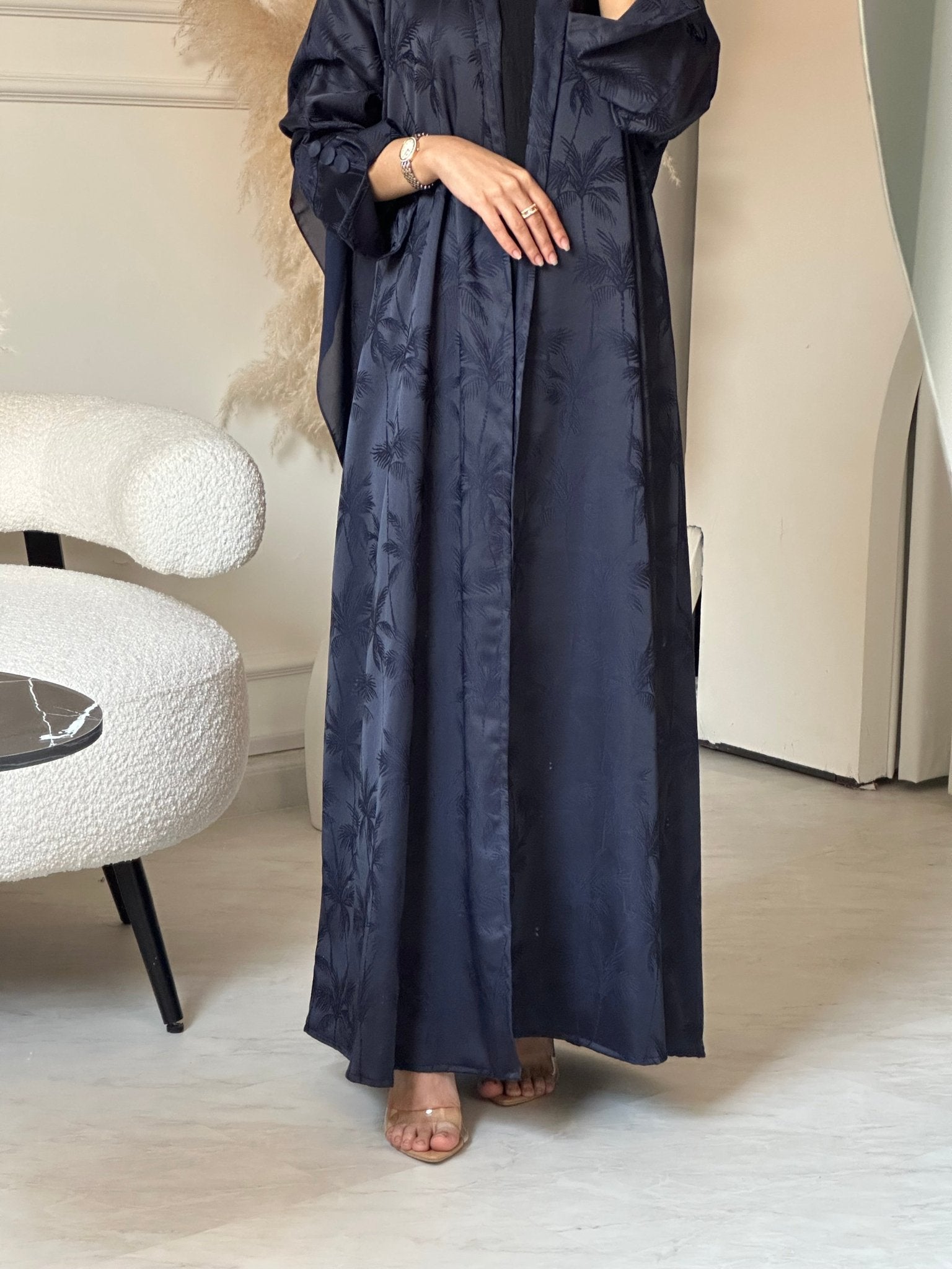 C 0754 - 04 Navy Blue Printed Abaya