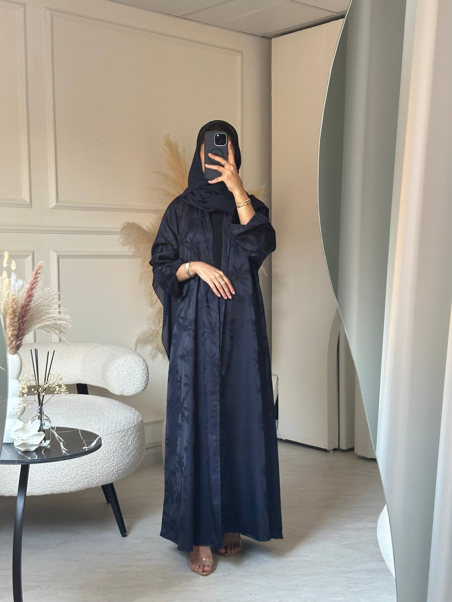 C 0754 - 04 Navy Blue Printed Abaya