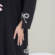C 0755 Black Bow Beaded Abaya