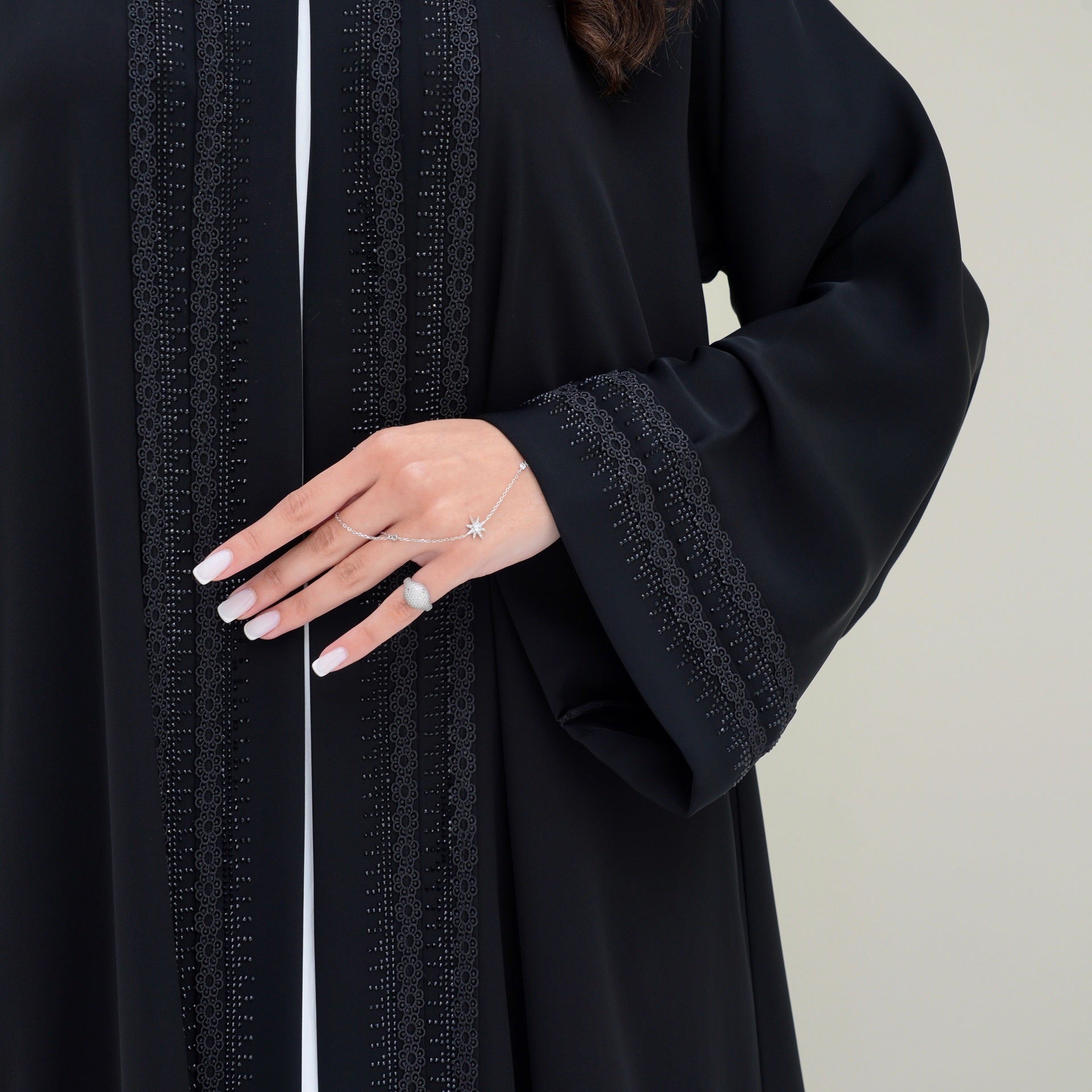 C 0757 Black Lace Abaya