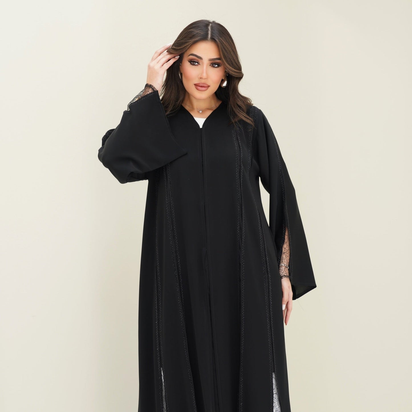 C 0758 Black Lace Abaya