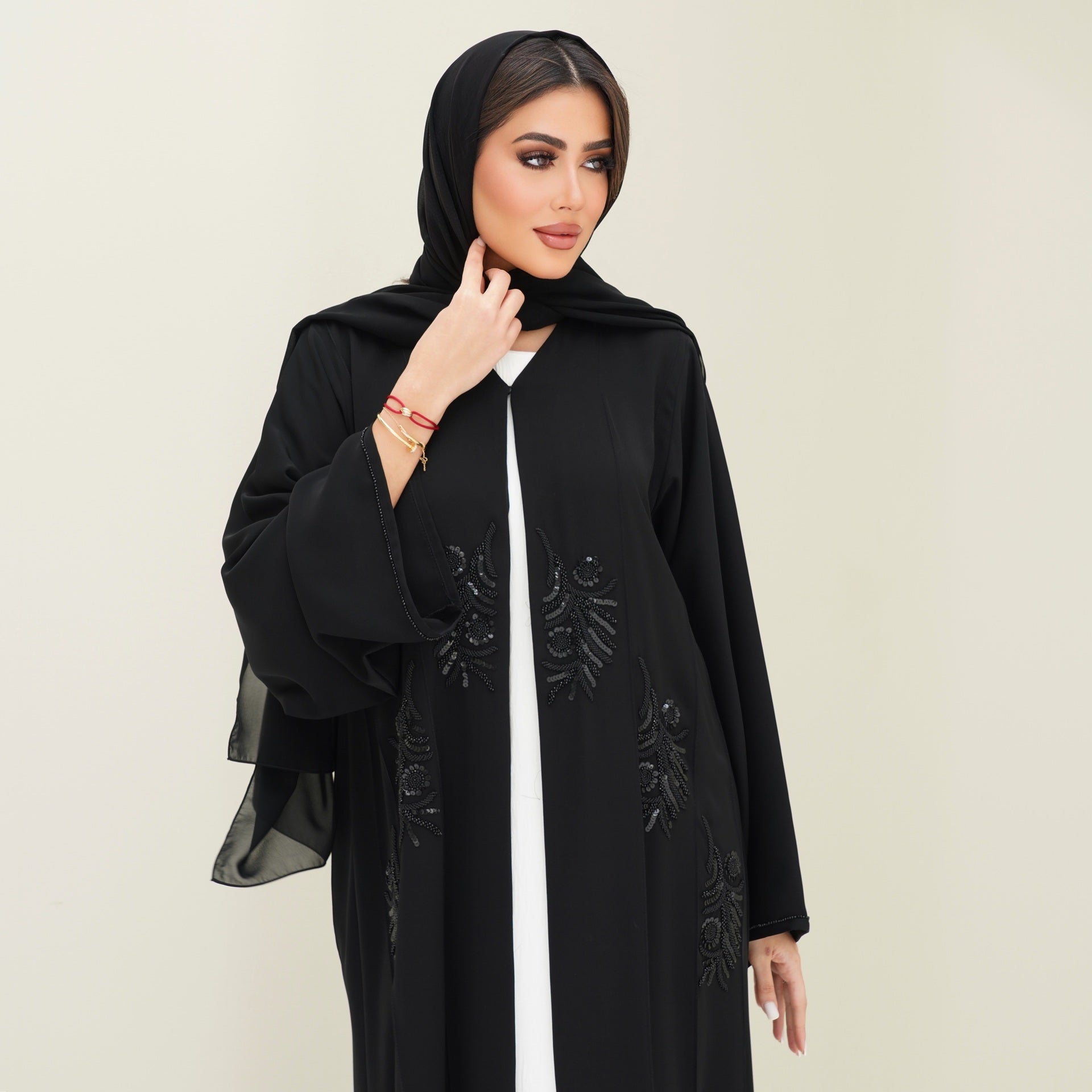 C 0759 Black Beaded Abaya