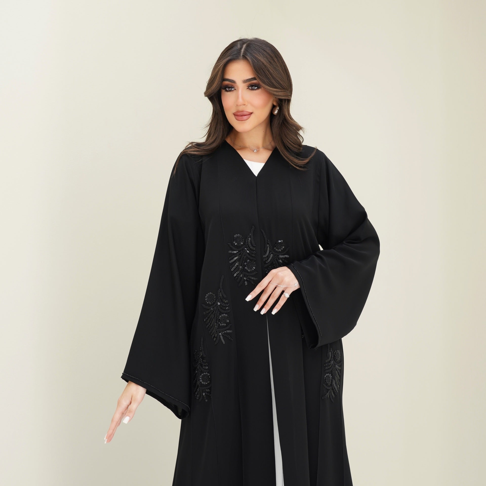 C 0759 Black Beaded Abaya