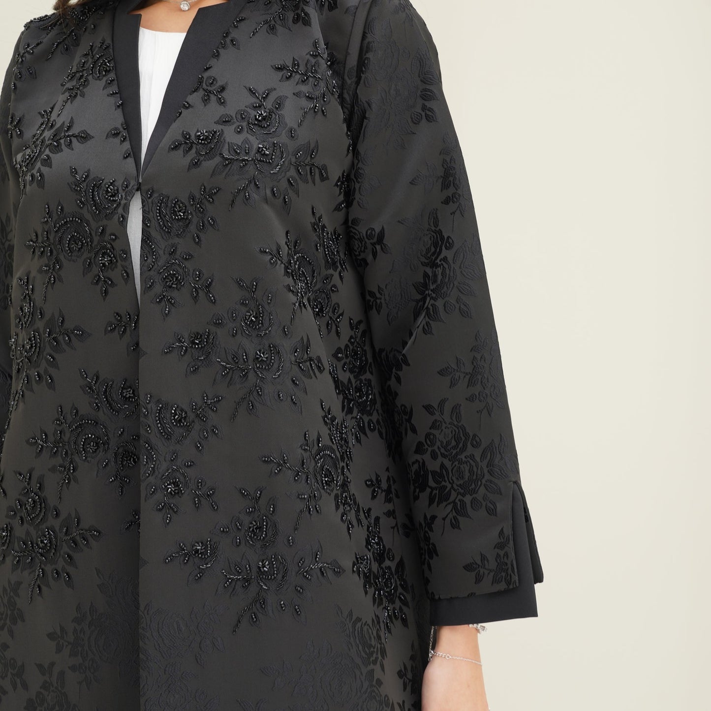 C 0760 Black Printed Coat Abaya