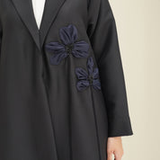 C 0761 Black Floral Coat Abaya
