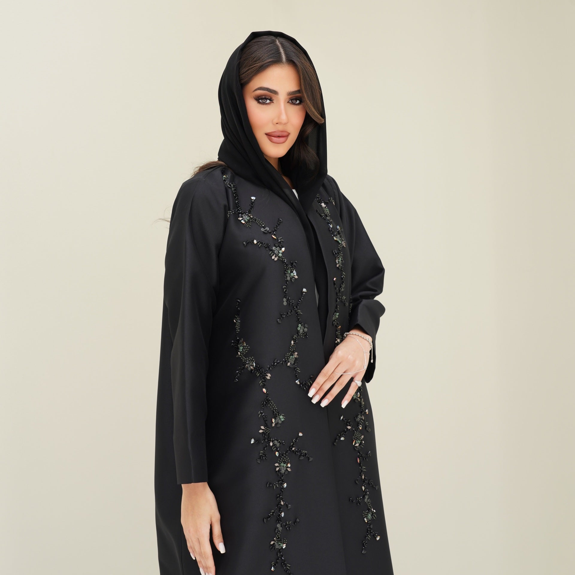 C 0763 Black Beaded Abaya