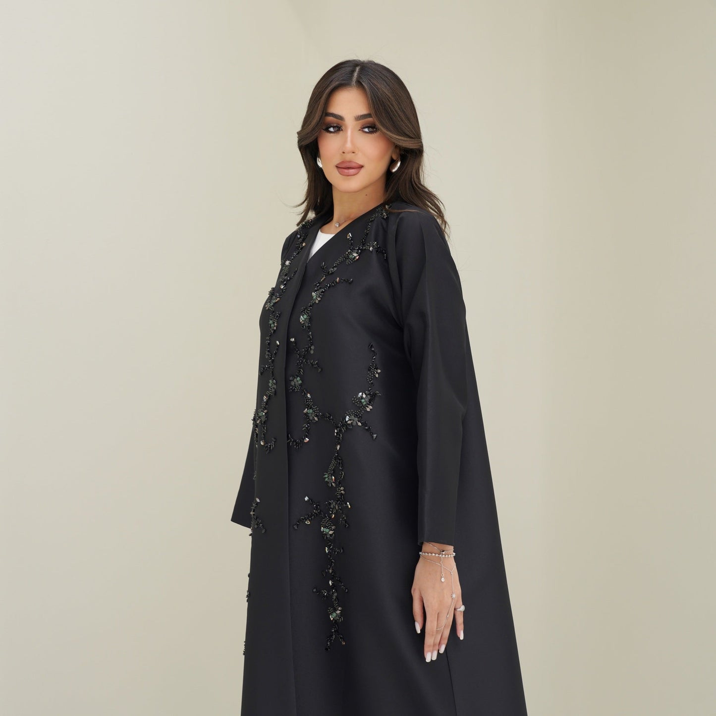 C 0763 Black Beaded Abaya