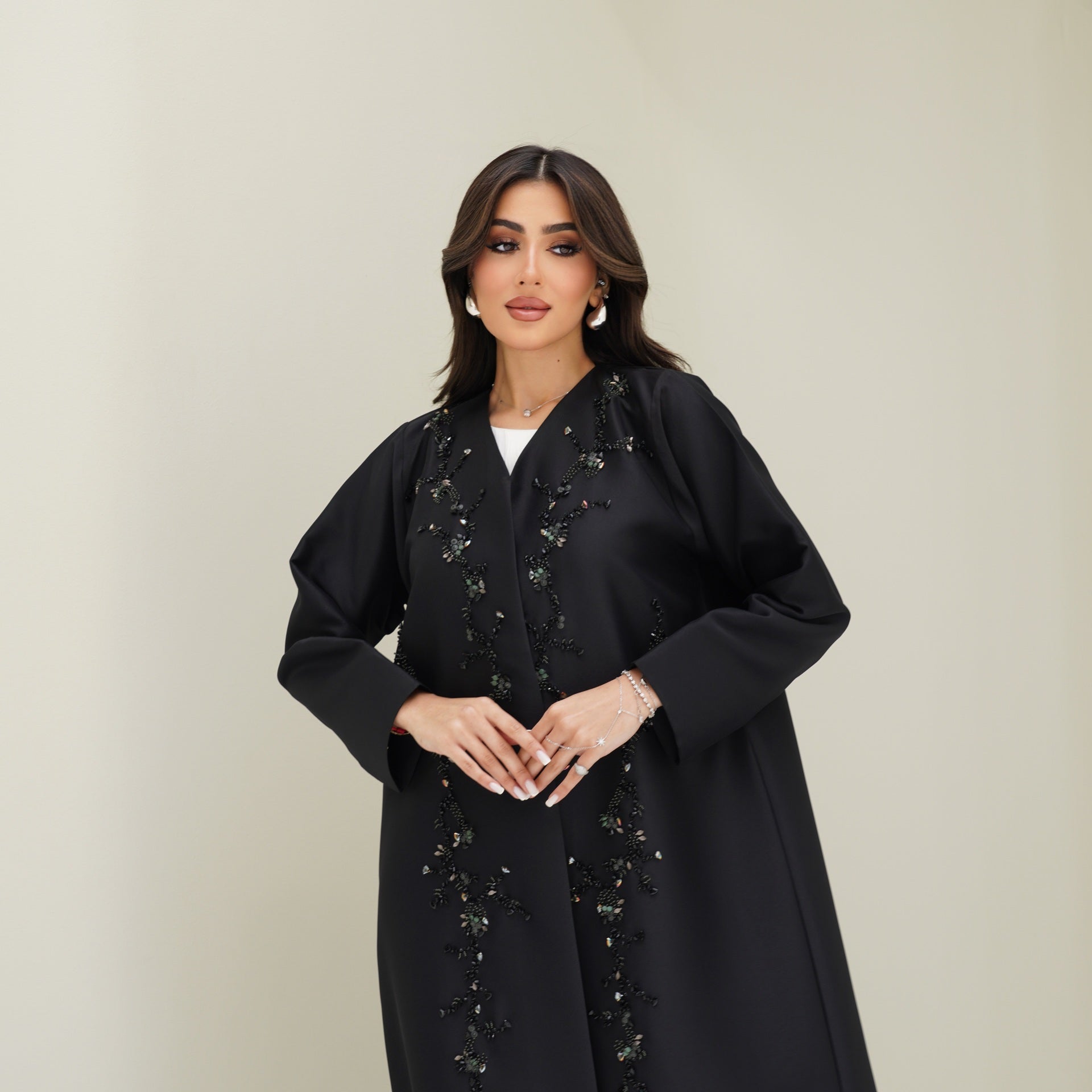 C 0763 Black Beaded Abaya