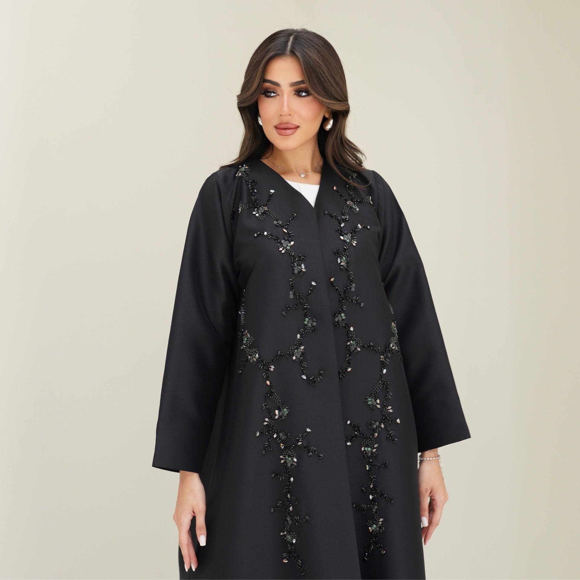 C 0763 Black Beaded Abaya