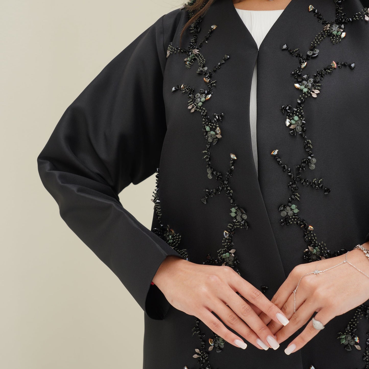 C 0763 Black Beaded Abaya