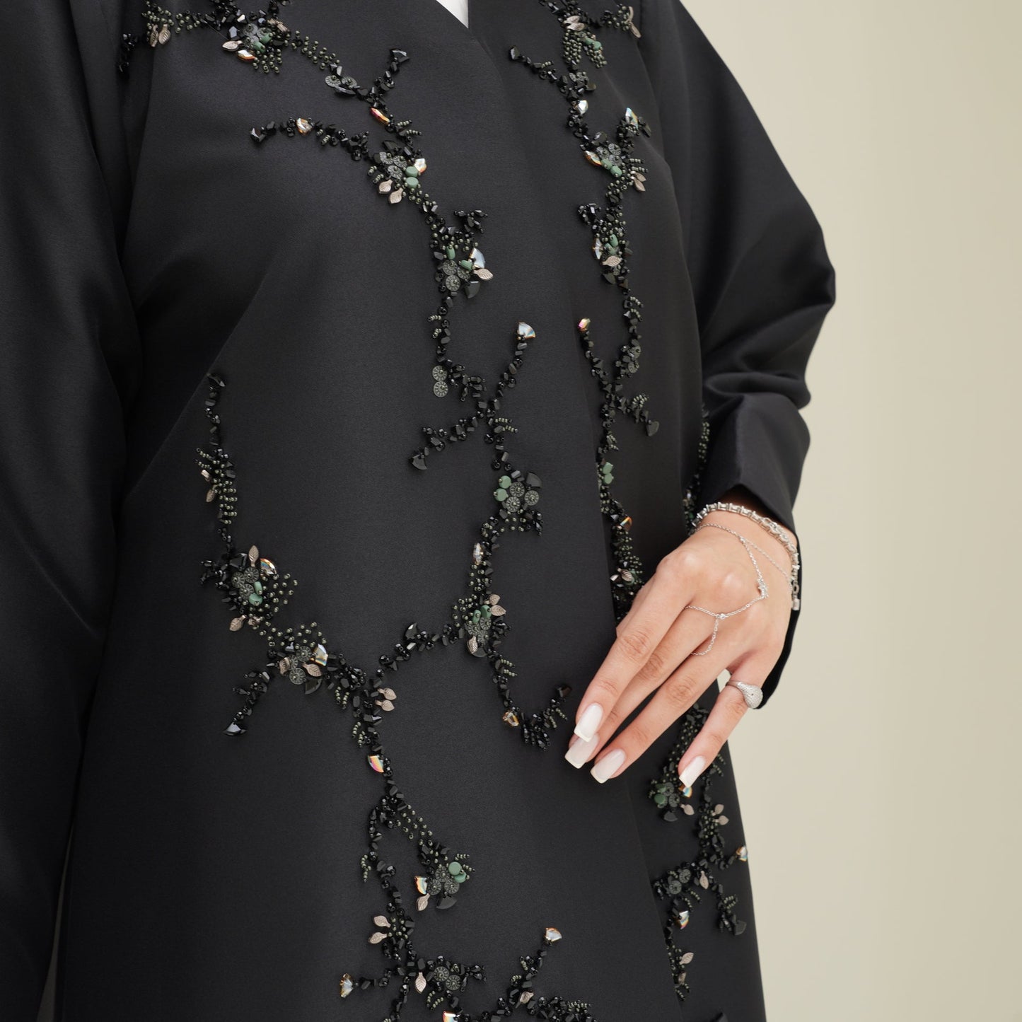 C 0763 Black Beaded Abaya