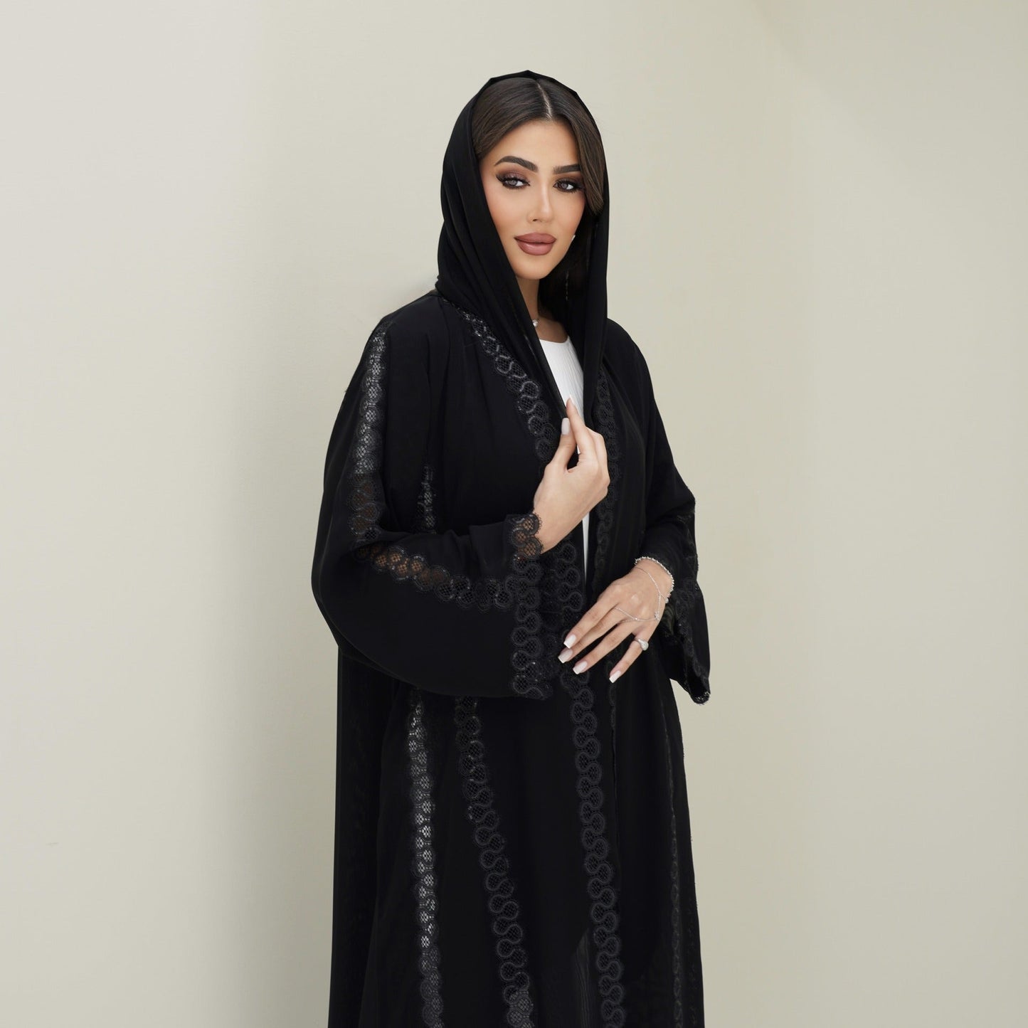 C 0764 Black Lace Abaya