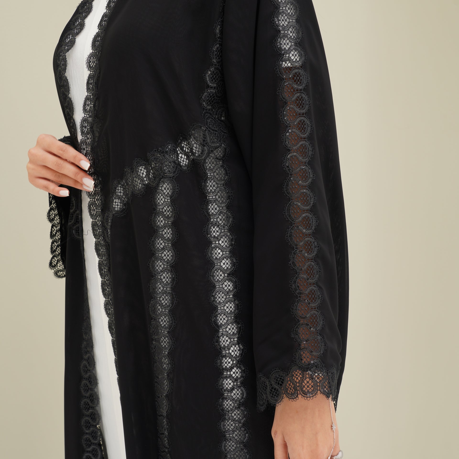 C 0764 Black Lace Abaya