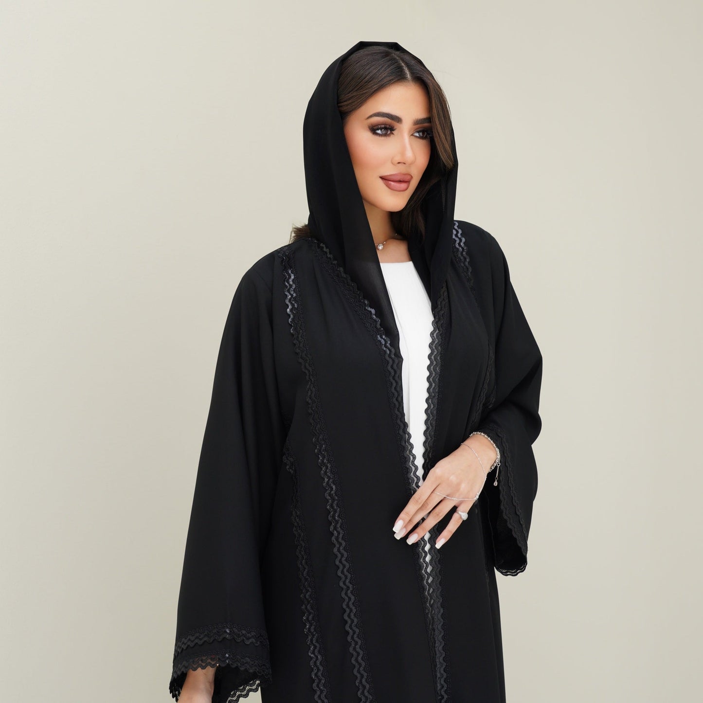 C 0765 Black Lace Abaya